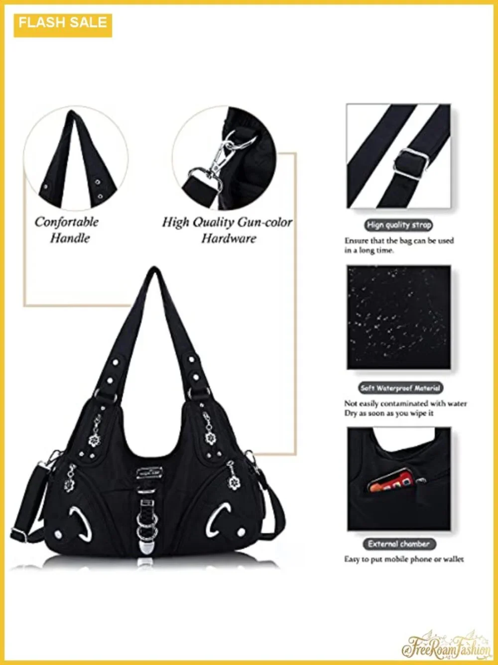 Women's Hobo Handbag Washed PU Leather Satchel Shoulder Bag Large